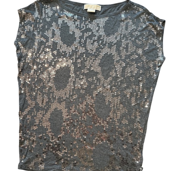 Michael Kors - Sequin Embellished Gray Top - Picture 2 of 5